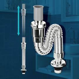 D-One-Touch Corrugated Pipe P-Trap for Sink Drain Pop-up Replacement P-Trap 2ea