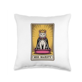 Hiss Majesty Tarot Card Mystic Cat Litter Box Funny Cat Throw Pillow