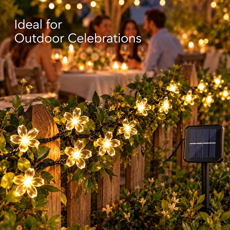Solar Cherry Blossom String Lights for Outdoor Decoration – 20