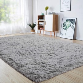 junovo Ultra Soft Area Rugs, Fluffy Carpets for Bedroom Kids Girls Boys Baby Living Room Shaggy Floor Nursery Rug Home Decor Mats, 4 x 5.3ft Grey