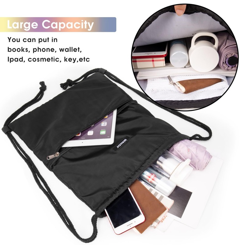 WANDF Drawstring Backpack String Bag Sackpack Cinch Water Resistant Nylon