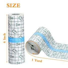 Transparent Stretch Adhesive Bandage, Waterproof Clear Film Dressing Bandages, Adhesive Bandages Shower Shield Dressing Tape for Tattoos Swimming Showering (6 Inch x 1 Yard)
