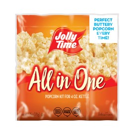 JOLLY TIME All in One Popcorn Kit, Portion Packets with Kernels, Oil and Salt for Movie Theater or Air Popper Machines (24 pack, 4oz Kettle)