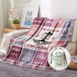 SEGXCFL Christian Gifts Blanket for Women Men Girls Teens, Religious Gifts for Women Pink Scripture Blanket,Inspirational Gifts Bible Verse Throw Blanket Faith Based Gifts Encouragement Gifts 50"X60"