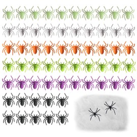 CVFRTT 60 Pieces Of Simulated Spiders, 20G Simulated Spider Webs, Plastic Spiders, Mini Spider Toys, Fake Spider Decorations