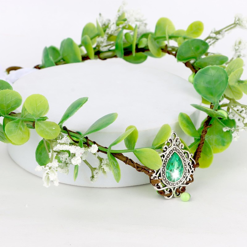 KEUKORZ Fairy Flower Crown Elf Leaf Crown Floral Headband for