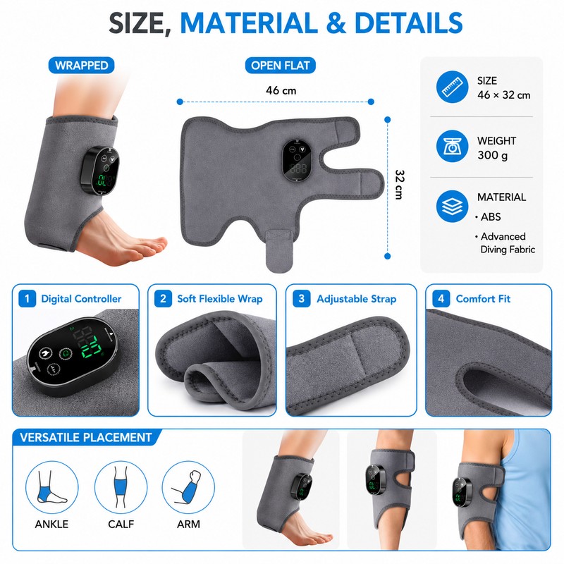 Rechargeable Heated Ankle & Wrist Wrap with Vibration Massage –