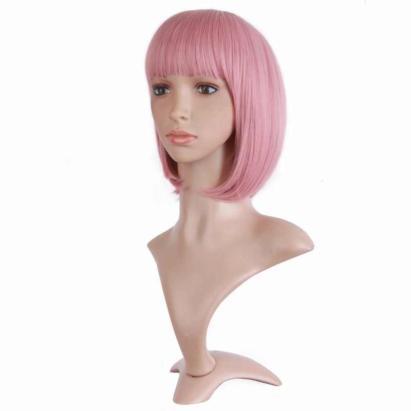 MapofBeauty MapofBeauty 12"/30cm Natural Ladies Short Straight Wigs Flat Bangs