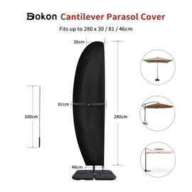 Dokon Parasol Covers Waterproof, Cantilever Parasol Cover Heavy Duty 420D Oxford Fabric Anti-UV Garden Umbrella Cover Fit 3 to 4m Diameter Cantilever parasol, Brolly Cover with Rod - 280x30/81/46cm