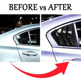 SAUWU 2-pcs for Honda Civic 9th Sedan 2012 2013 2014 2015 Accessories Sporty Car Auto Exterior Shutters decoration Rear Side Window Louvers Air Vent Scoop Shades Cover Trim Blinds,Carbon Fiber Look