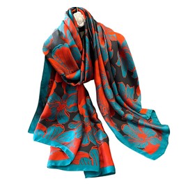 NUWEERIR Womens 100% Large Mulberry Silk Scarf Long Satin Scarf Fashion Designer Scarf Lightweight Wraps