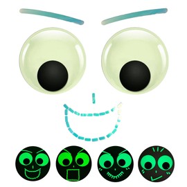 2 Pcs 6 Inch Self-Adhesive Glow in The Dark Googly Wiggle Eyes, Giant Luminous Googly Eyes with 30 Pcs Reflective Stickers for DIY Crafts and Home Decorations