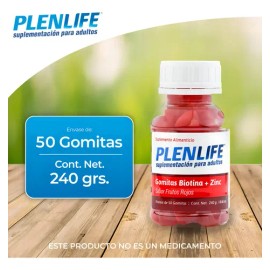 Gomitas Biotina Zinc Sin Azúcar Plenlife Frutos Rojos 240g                                                                                            
