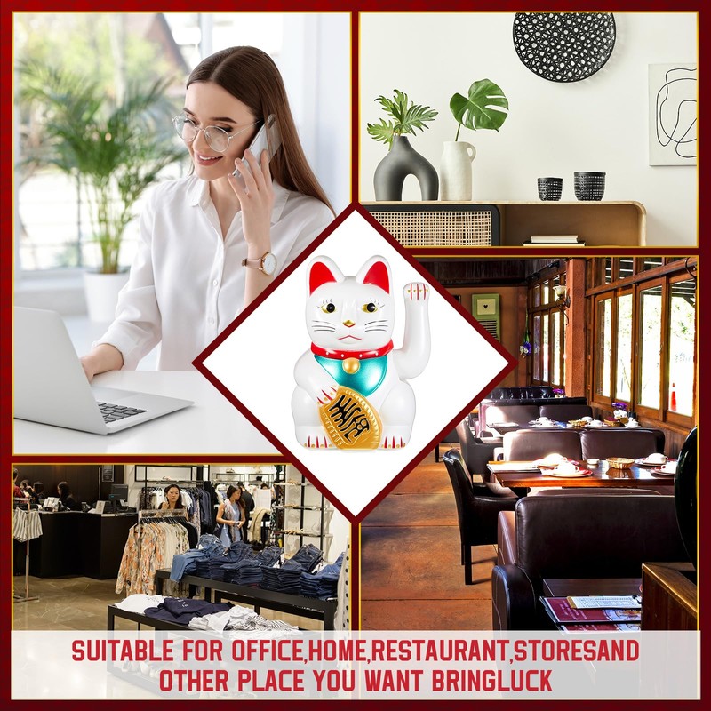 Chunful 6 Inch Lucky Cat Waving Arm Maneki Neko Lucky