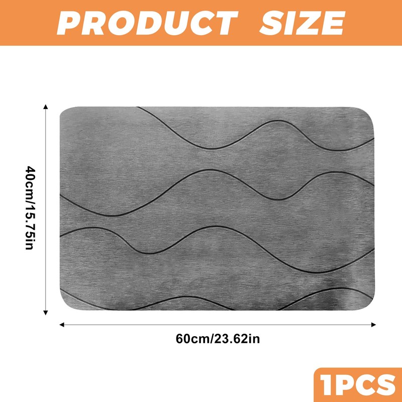 FeiatPogra Stone Bath Mat 60x40cm Quick Dry Non-Slip Diatomite Bath