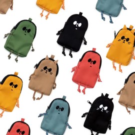 SMILER PORCH BUDDY BAG Mini Pouch with Carabiner, Small, Cute, Women's, Men's, Small Items, Carabiner, Receipt Holder, Coin Purse, Key Pouch, beige