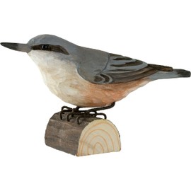 WILDLIFEGARDEN Wildlife Garden WG410 DecoBird Nuthatch, Hand-Carved Decorative Wooden Bird, Small European Birds