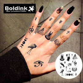 Boldink Temporary Tattoos, semi permanent tattoos, 15-day long lasting tattoo sticker, waterproof and anti-reflective, unique design（Finger Tattoo 24）