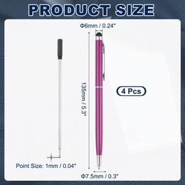 PATIKIL Ballpoint Pen with Stylus Tip, 4Pcs 2 in 1 Slim Metal Black Ink 1.0mm Medium Point Stylus Pen for Touch Screens Office Desk, Purple