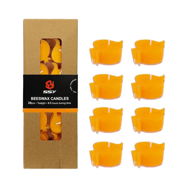 24-Pack Handmade Modern Tealight Candles Bulk Beeswax Tea Lights with
