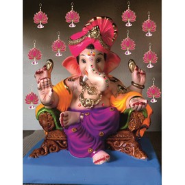 VRB DecTM Pack of 6 Pcs Lotus Hangings for Decoration/Hanging for Decor | Pooja Decor | Diwali Decor | Wedding and All Festival Decor | Decorative Pooja Room Temple Decoration|Temple Decor (Pink, 6)