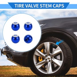 VekAuto 4 Pcs Tire Valve Stem Caps, 17x17.8MM Car Wheel Valve Cap Universal for Car Bike Motorcycle Anti Crash Aluminum Alloy Blue Tyre Valve Stem Cover Valve Dust Cap Tire Valve Cap