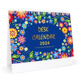 Desk Calendar 2023-2024, Monthly Flip Standing Desk Calendar from Jan. 2023-Dec. 2024, 9"×9" , Twin-Wire Binding, Thick Paper, Unruled Blocks for New Year and Christmas Gifts for Home or Office