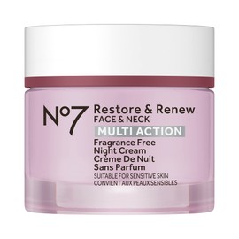 No7 Restore & Renew Multi Action Face & Neck Night Cream - Collagen Peptide Anti Aging Face Cream - Hydrating Hyaluronic Acid + Skin Firming Fragrance Free (50ml)