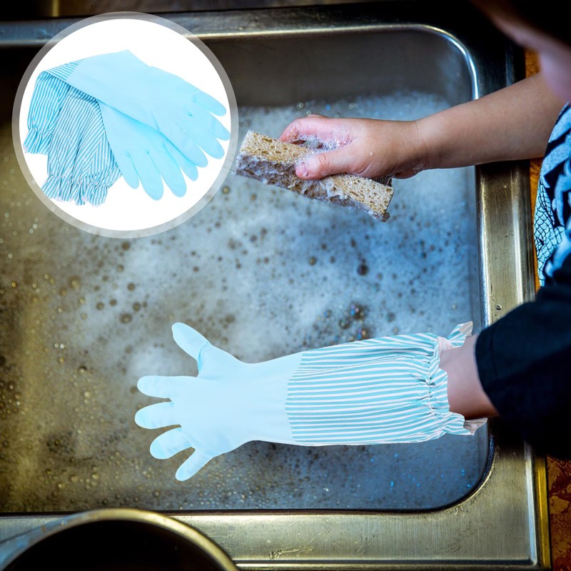 Gatuida Dish Washing Gloves, Fleece-lined Long Cuff Reusable Waterproof Household