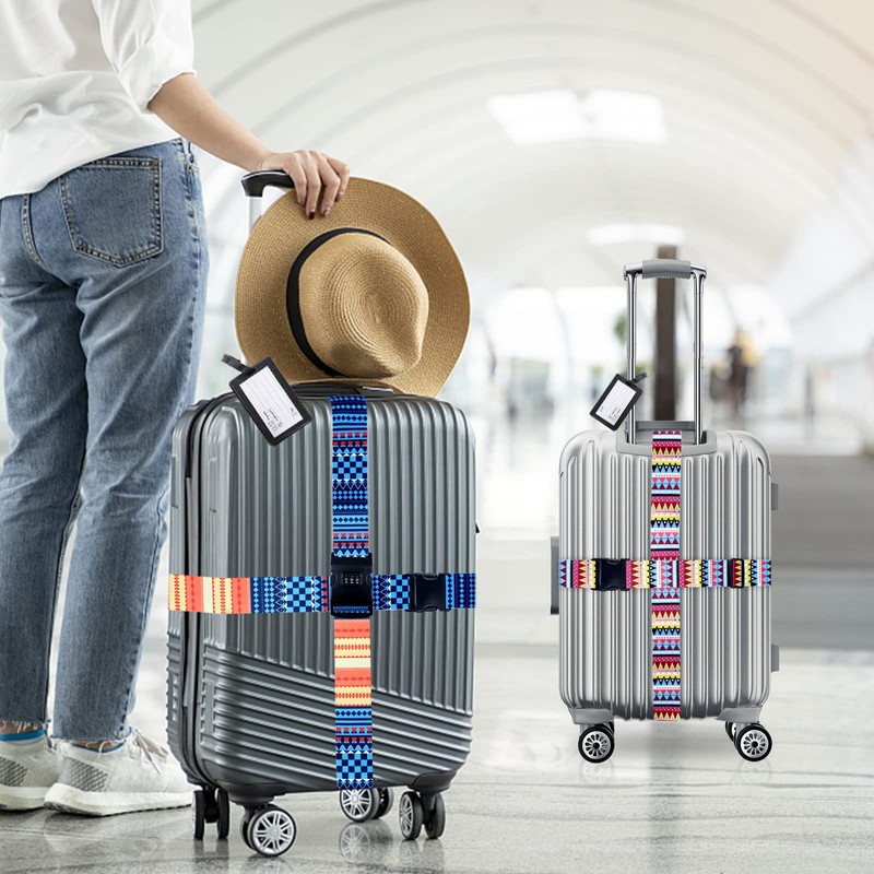 Hivia Pack of 4 Luggage Straps with Lock + 4