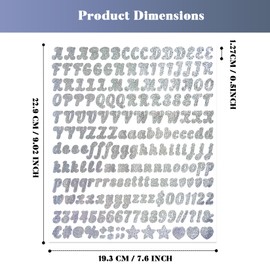 BINLINHONGO 1990 Small Alphabet Number Stickers, 10 Sheets Glitter 1/2 Inch Self-Adhesive Vinyl Letters Sticker Decals for Scrapbooks, Greeting Cards, Envelopes, Water Bottles - Silver