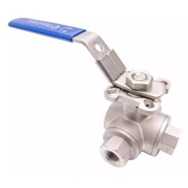 DuraChoice 1/2" Stainless Steel (316) 3-Way Ball Valve - L Port With Mounting Pad 1,000PSI