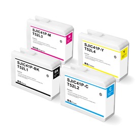 YOUEXPERT SJIC41P Ink Cartridges Remanufactured C13T52L120 C13T52L220 C13T52L320 C13T52L420 Compatible for ColorWorks CW-C4000 Color Inkjet Gloss Label Printer (BK, C, M, Y, 4Pack)