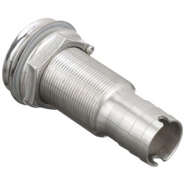 Seachoice Mega-Flow Dripless Thru Hull Fitting, 316 Stainless Steel, Fits 1-1/2 in. Hose, 1-1/2 in. Max. Hull