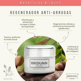 Bridunn Crema Facial Antiarrugas Lifting 30ml - Péptidos, Tamarindo = Ácido Hialurónico Verde, Coleus Forskohlii, Efecto Tensor Reafirmante, Sin Parabenos