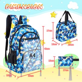 Howala School Bags for Girls Backpack Sets Boys 3 in 1 Large Waterproof Bag Kids Lightweight Travel Rucksack with Lunch Bag and Pencil Case Primary Middle Schoolbag for Teen Youth Students, Blue