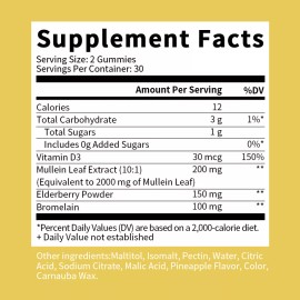 Lukaree 10:1 Mullein Leaf Extract Gummies for Lung Cleanse, Extra Strength 10000 MG US