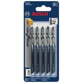 Bosch T111C 4-Inch 8-Tooth Jig Saw Blade, 5-Pack, Silver