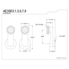 Kingston Brass AE3SE8 Swivel Elbows for Tub Faucet, 4-9/16" Length, Brushed Nickel