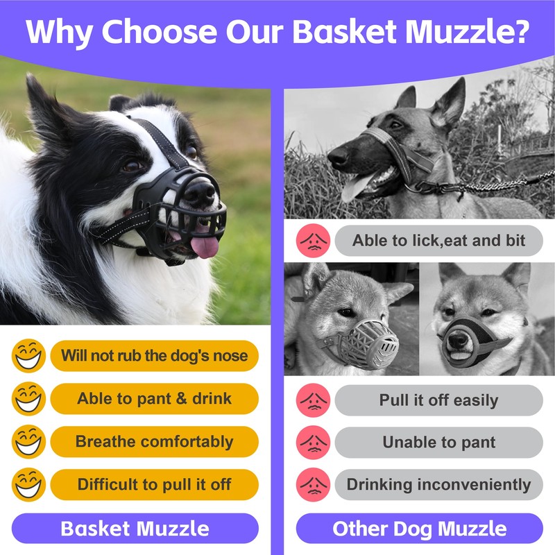 Dog Muzzle，Anti Biting and Stop Chewing，Drinking and Breath Free， Soft