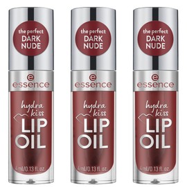 essence hydra kiss lip oil, lip gloss, no. 08, red, moisturising, nourishing, with oils, shiny, vegan, no parabens, no microplastic particles, nanoparticles free, pack of 3 (3 x 4 ml)