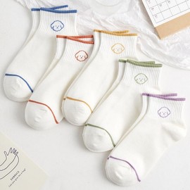 Women's Cute Daily Fashion Character Student Socks KK832 Purple 5ea