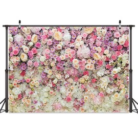 Pink Flower Wall Backdrop,Spring Mothers Day Flowers Photo Backdrop,Rose Girls Birthday Party Weeding Bridal Shower Backdrop Studio Photo Booth Props,6X4FT
