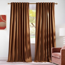 NICETOWN Gold Brown Velvet Curtains 84 inch Length 2 Panels, Rod Pocket & Back Tab Room Darkneing Window Treatments Thermal Curtains for Living Room/Bedroom, W52 x L84