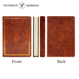 Victoria's Journals, Diaries, Vintage Faux Leather, Hardback, Ruled, Old Fashioned Travel Journal, 14.5 x 20.5 cm, Brown