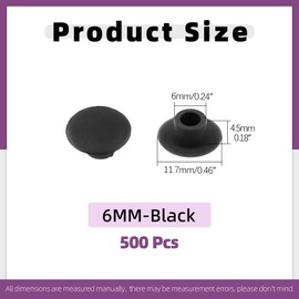 Swpeet - Juego de 500 tapas de tornillos de plástico negro de 1/4 pulgadas - 6 mm, tipo empotrado, tapones de panel de orificio de bloqueo a presión