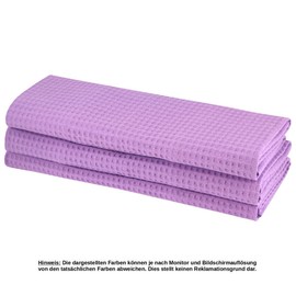 Daloual 3 x Pique Tea Towels, Gastro Quality, 100% Cotton, 70 x 50 cm, High-Quality Waffle Pique, Colour: Purple
