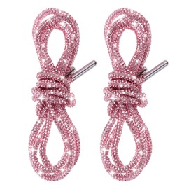 2 Piece Rhinestone Shoe Laces, Crystal Bling Drawstring Cords, Glitter Shoe Laces for Sneakers, Hoodies, Sweatpants(pink)