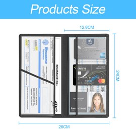 JNNJ Kfz Schutzhülle für Handschuhfach, Car Dokumentenhalter, Autozulassung PU Leder Fahrzeug Handschuhfach Organizer, für Wichtige Dokumente(Schwarz Schraffiert)