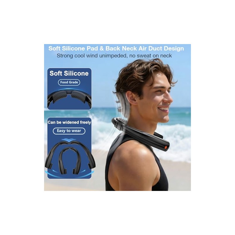 Elrerue Portable Neck Fan - 6 Speeds Rechargeable Hands-Free Cooling